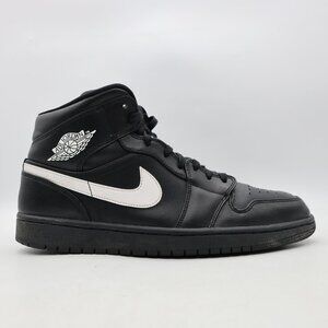 Nike Air Jordan 1 Mid Men's US Size 11.5 Black White Athletic Leather Sneakers
